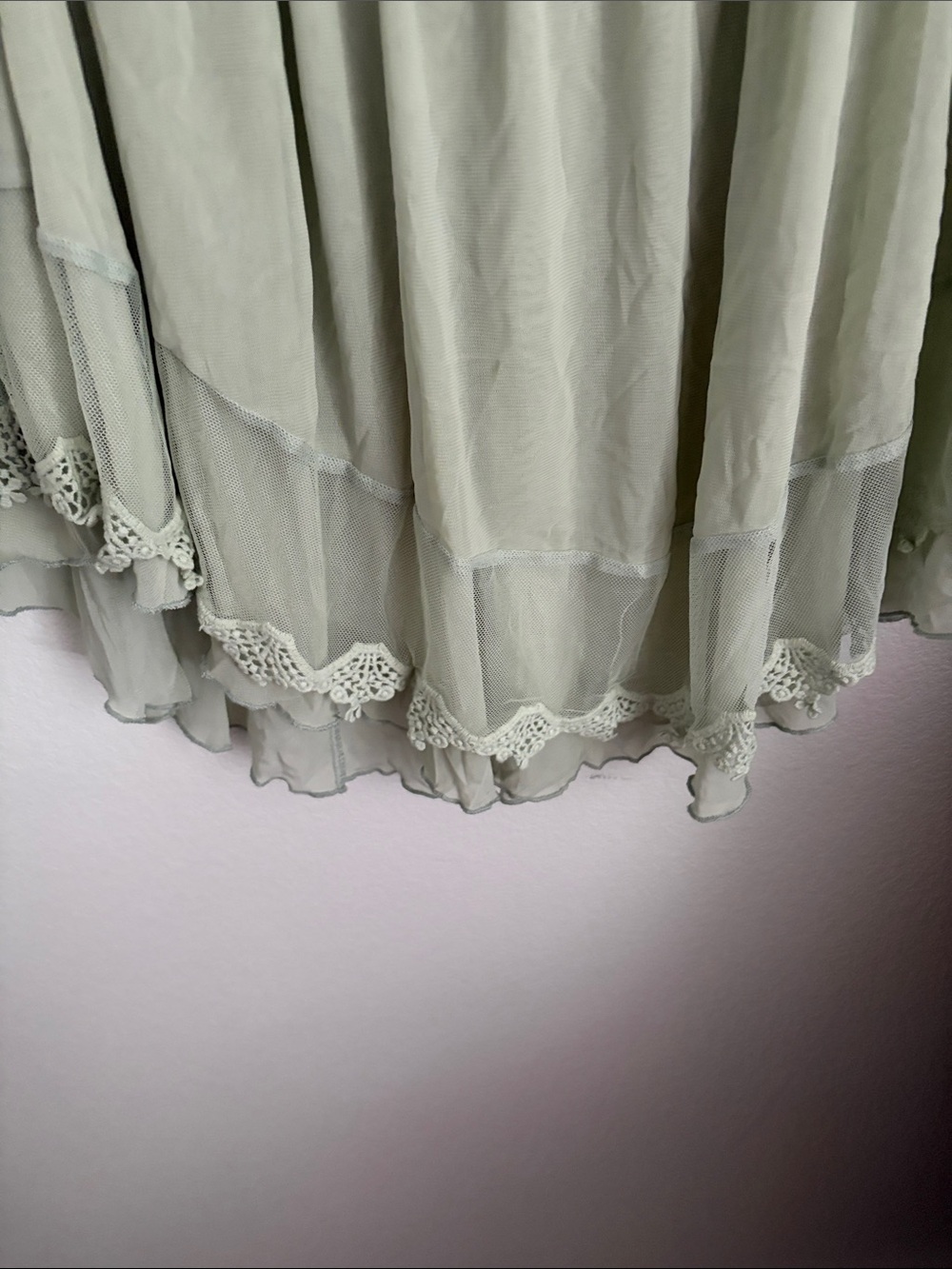 Ultra Pink Light Sage Crochet Yoke Flutter Sleeve Blouse - Picture 4 of 5